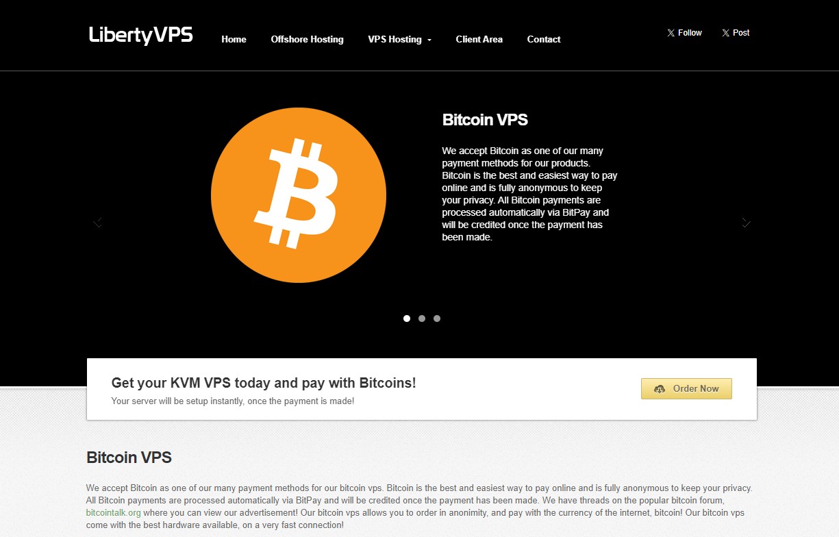 Bitcoin VPS on LibertyVPS
