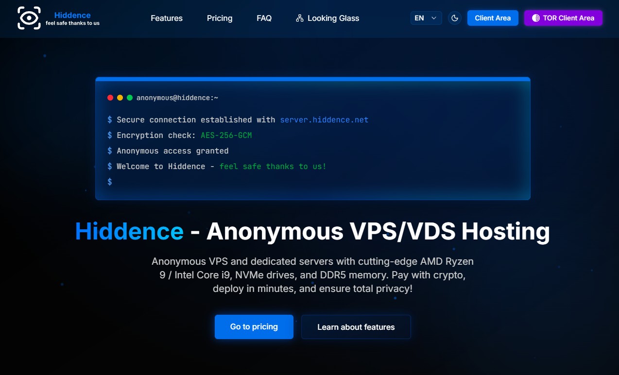 Bitcoin VPS on Hiddence